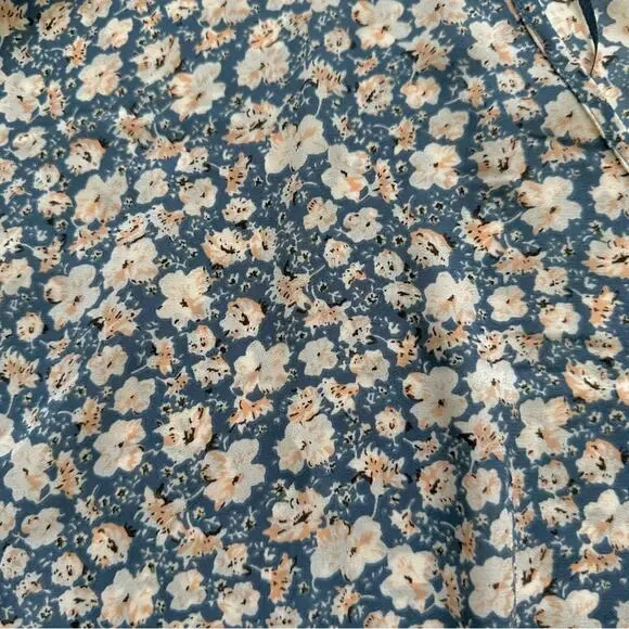 Sienna Sky Top Blouse Short Sleeve Elastic Waist Blue White Floral Top Size XS - Picture 10 of 12